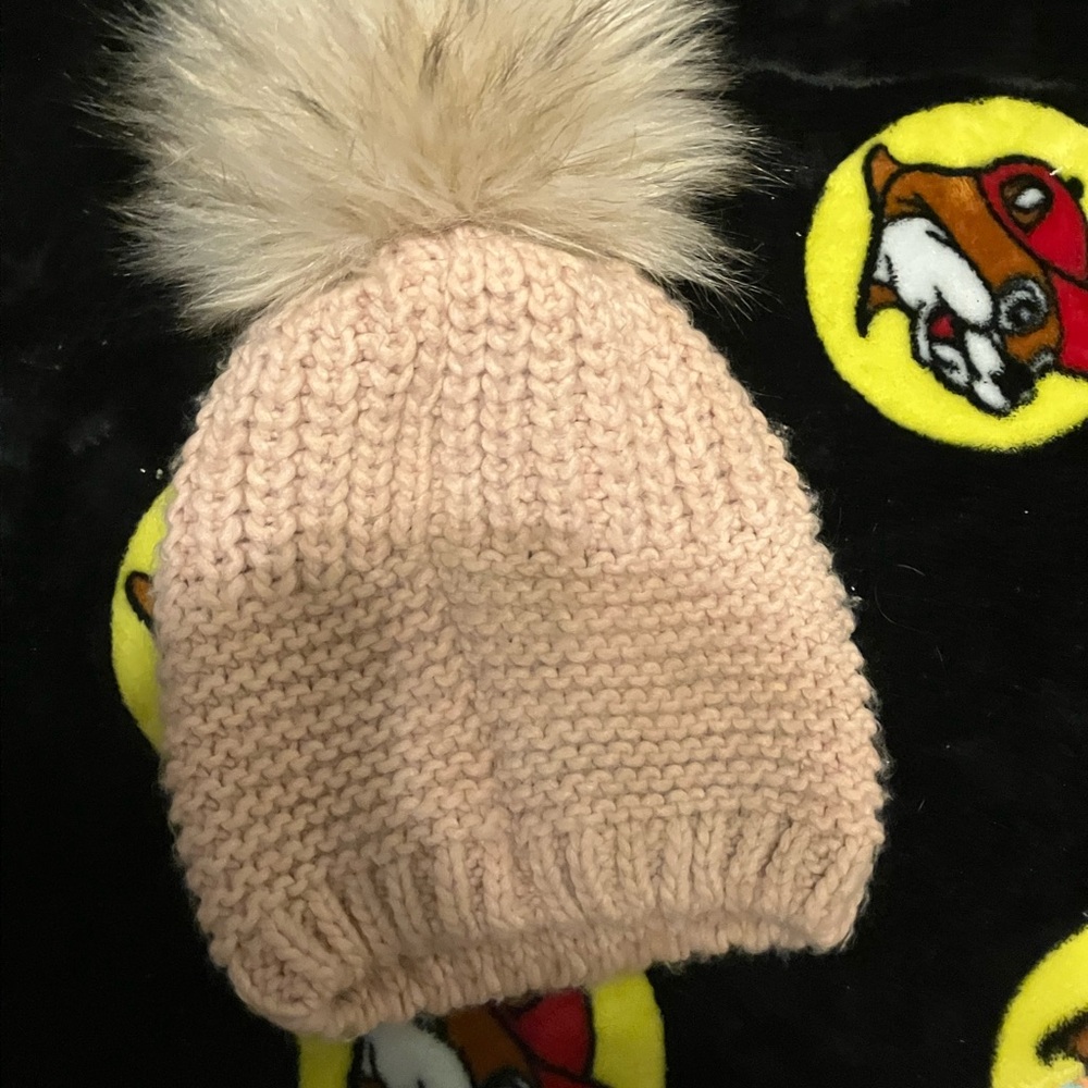 Knit Beanie with Faux Fur Pom